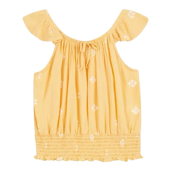 New Speechless Girls Pull-Over Printed Peasant Sleeve Top Size Small Yellow - Picture 1 of 1